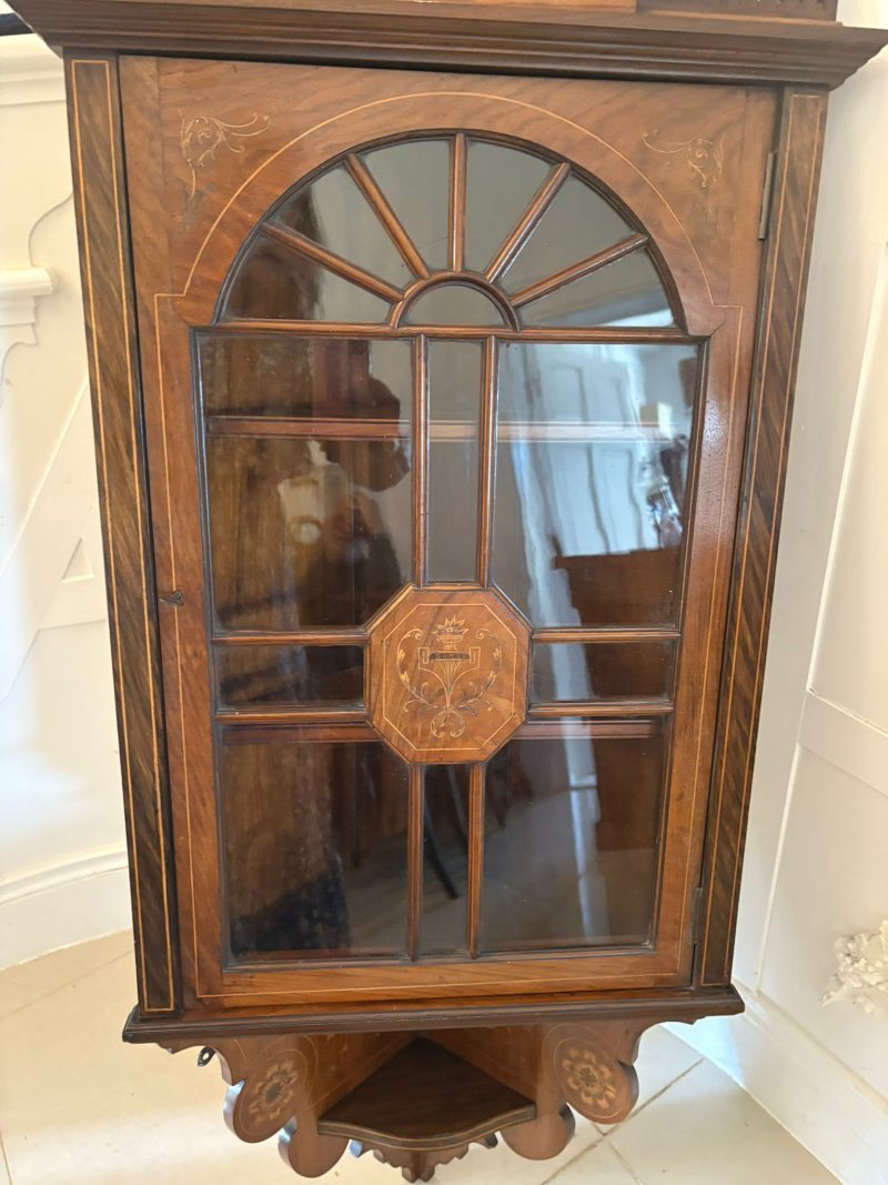 Unusual Antique Victorian Quality Inlaid Rosewood Hanging Corner Cabinet - Image 6